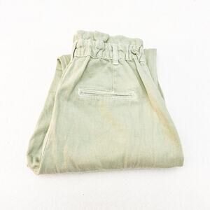 Zara Rouched Waist Paper Bag Style Jogger Style Leg Pants Green Size 8
